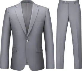 Mens Suit 2 Piece Suits for Men One Button Slim Fit Solid Jacket & Pants Tuxedo Set Business Wedding Party