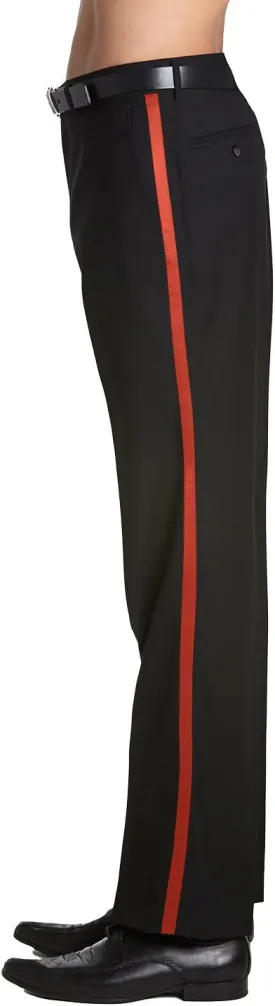 Men's TUXEDO Pants Tux Pant Flat Front Satin Band Stripe Solid Colors