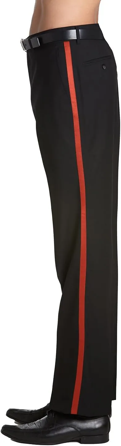 Men's TUXEDO Pants Tux Pant Flat Front Satin Band Stripe Solid Colors