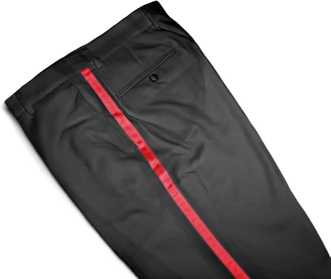 Men's TUXEDO Pants Tux Pant Flat Front Satin Band Stripe Solid Colors