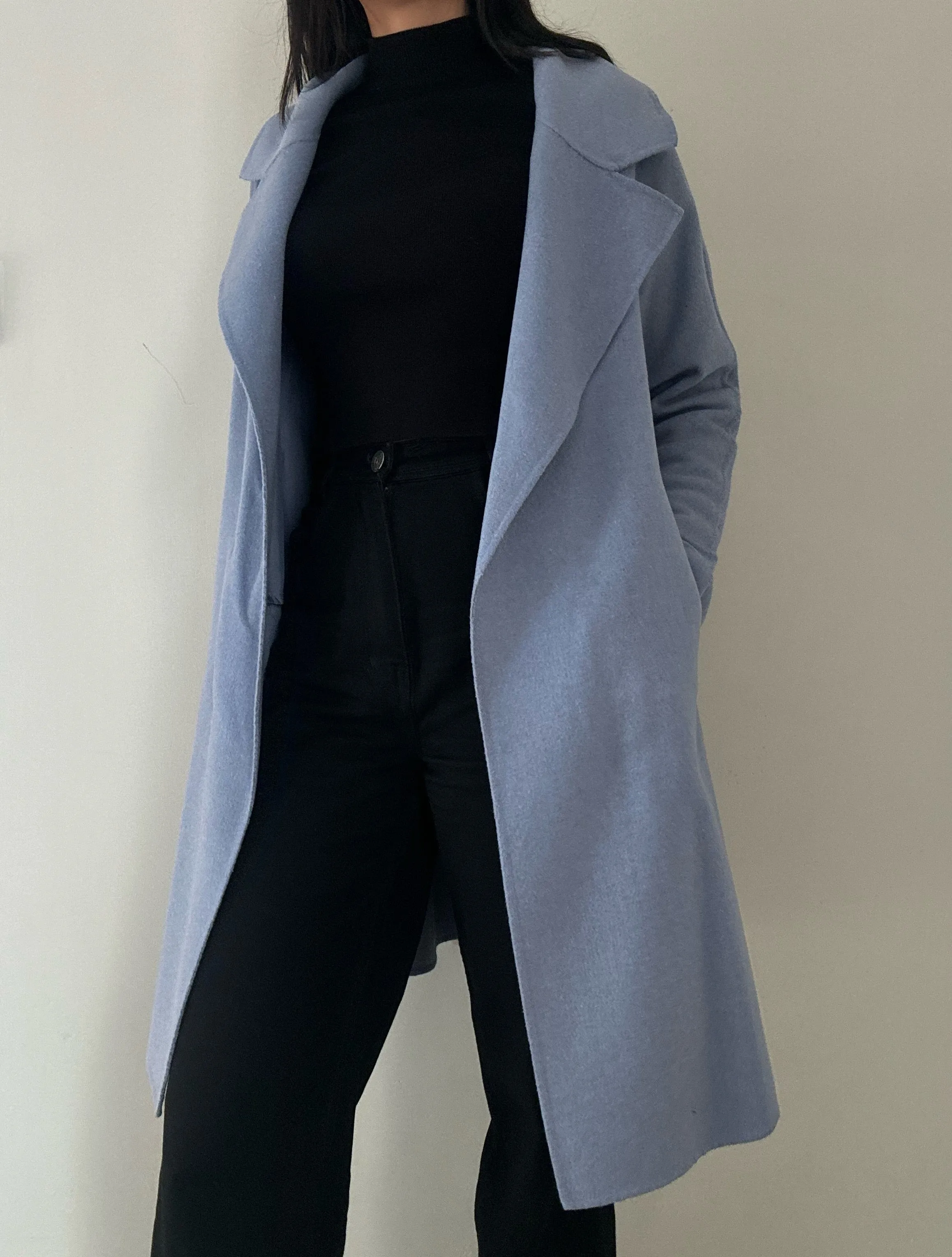 Sky Blue Handmade Coat (100% Wool)