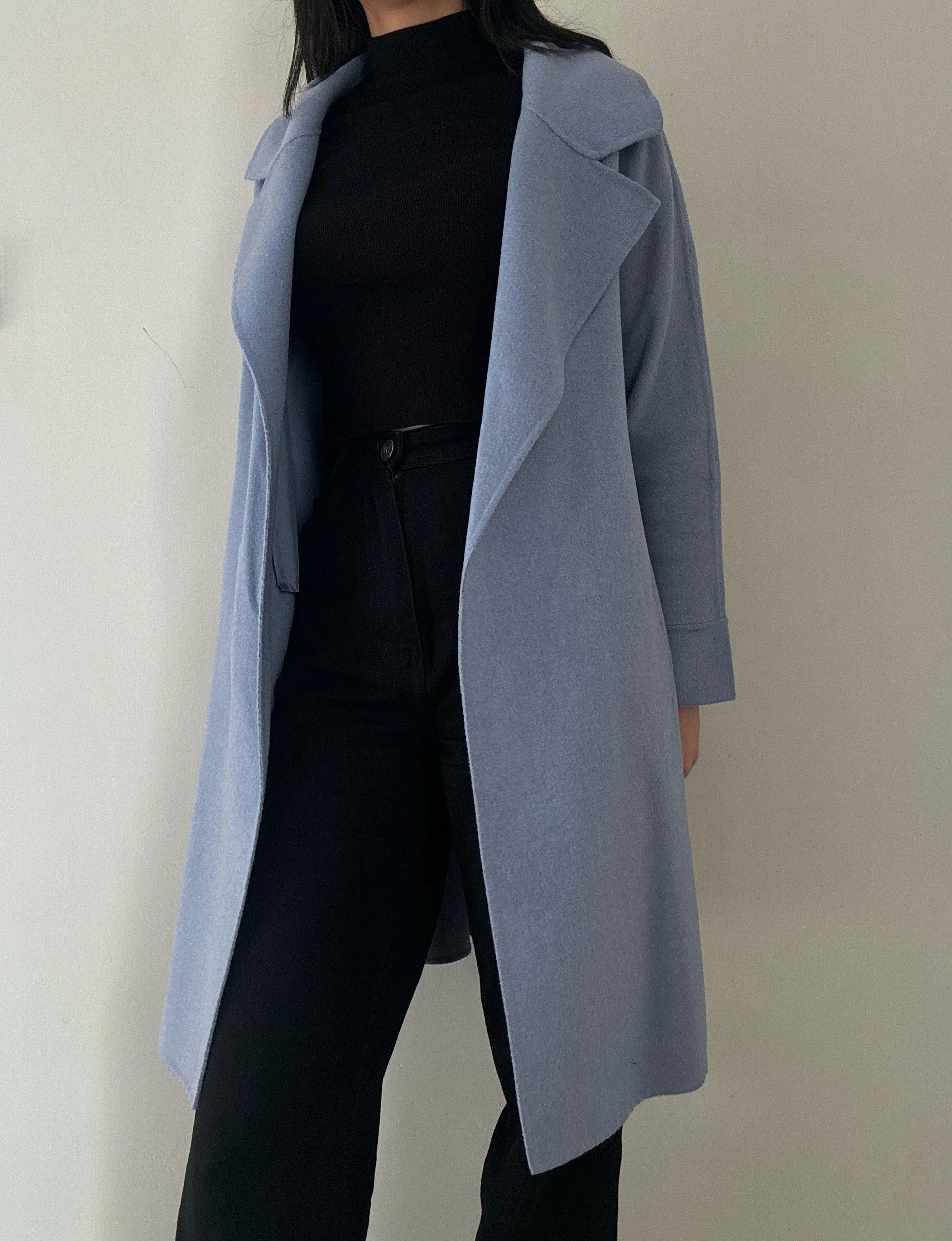 Sky Blue Handmade Coat (100% Wool)