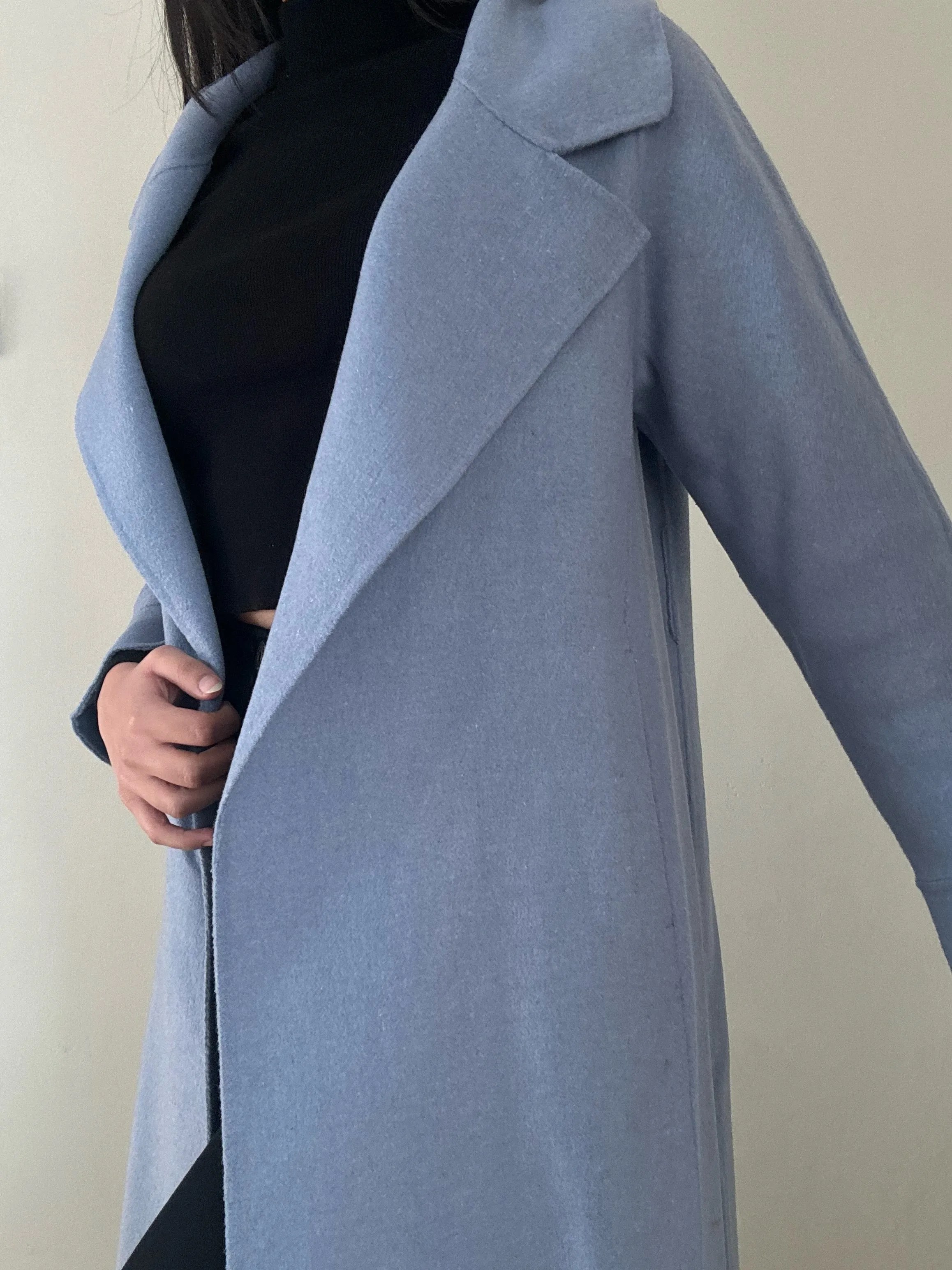 Sky Blue Handmade Coat (100% Wool)