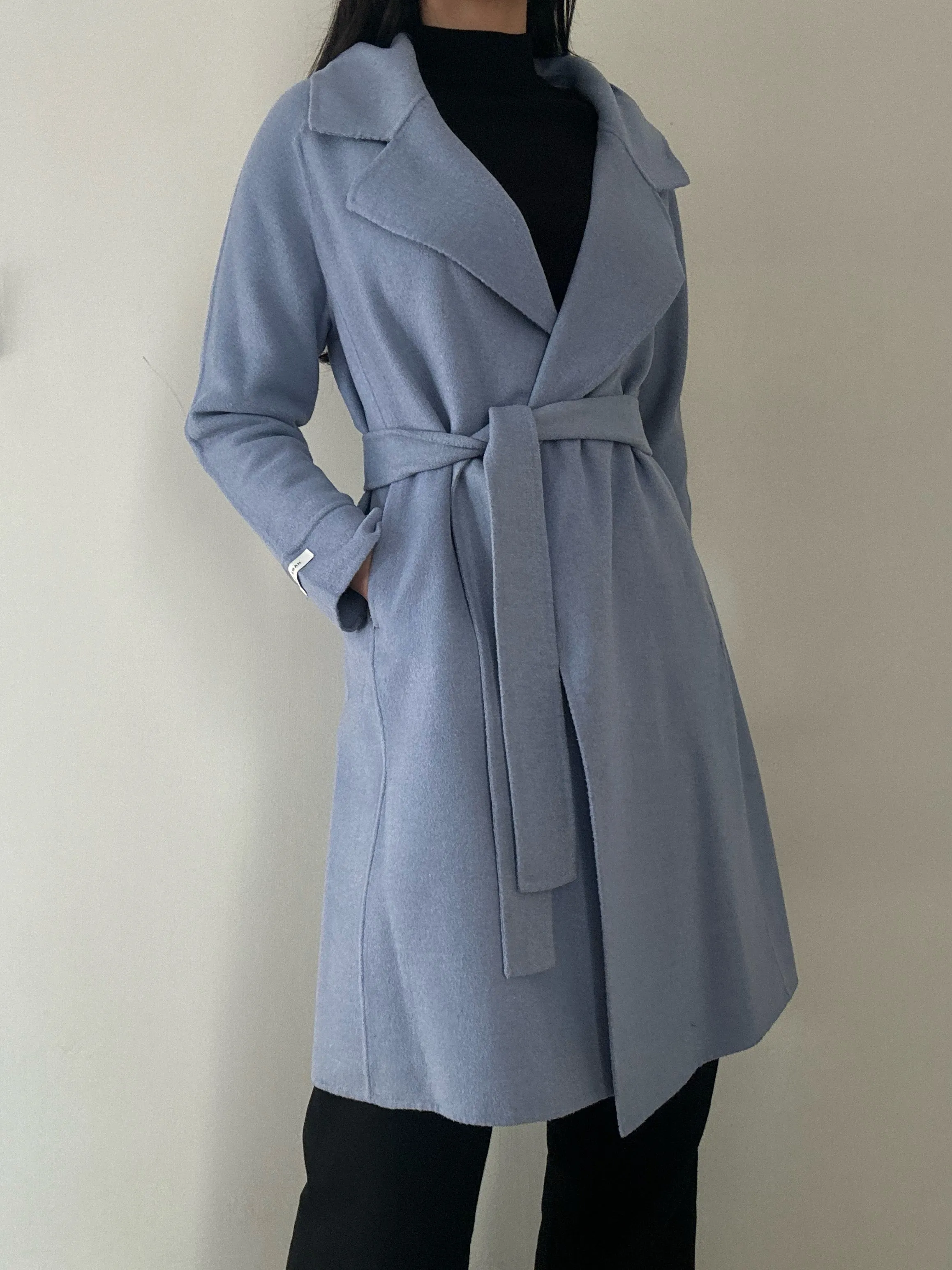 Sky Blue Handmade Coat (100% Wool)