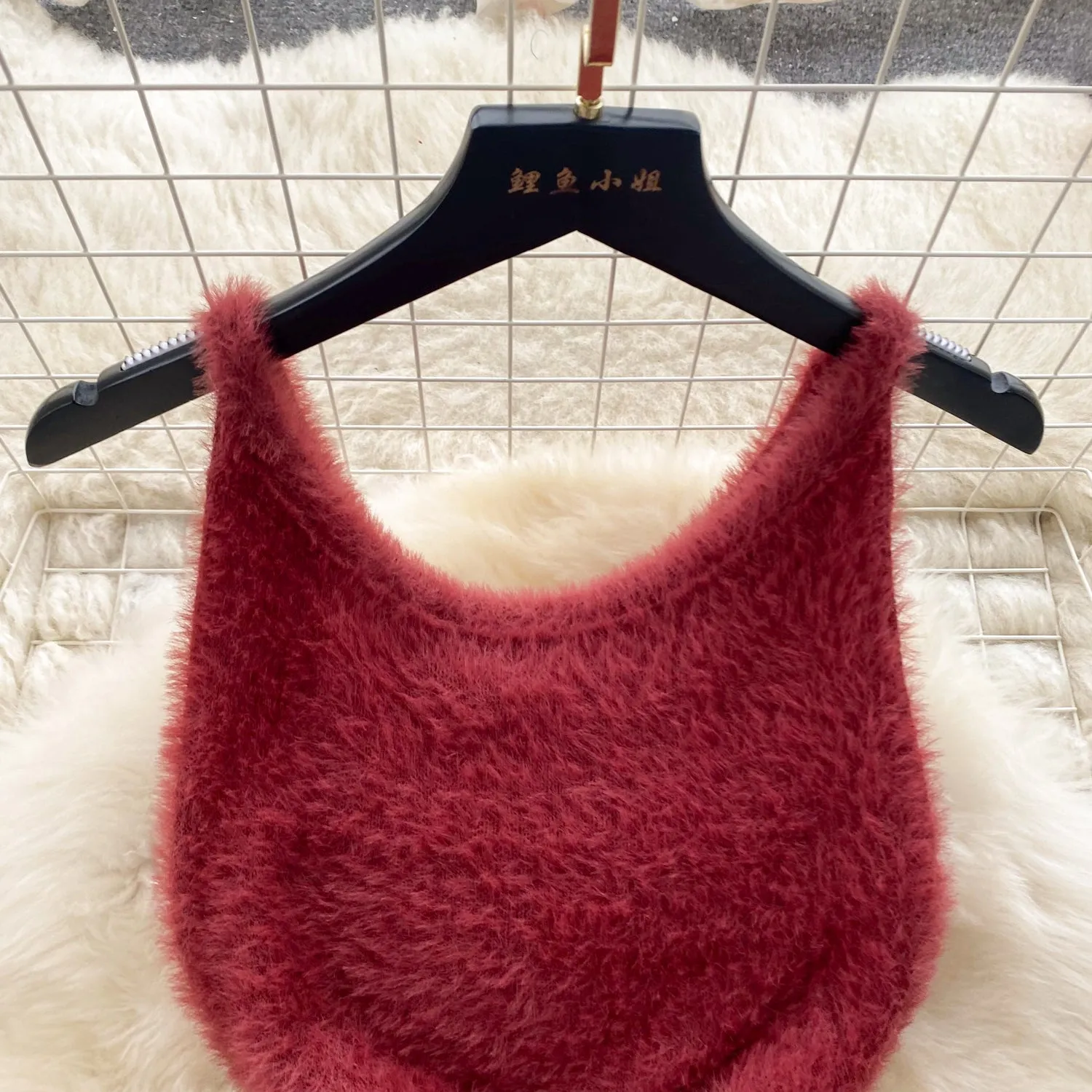 Solid Color Soft Furry Knitted Dress