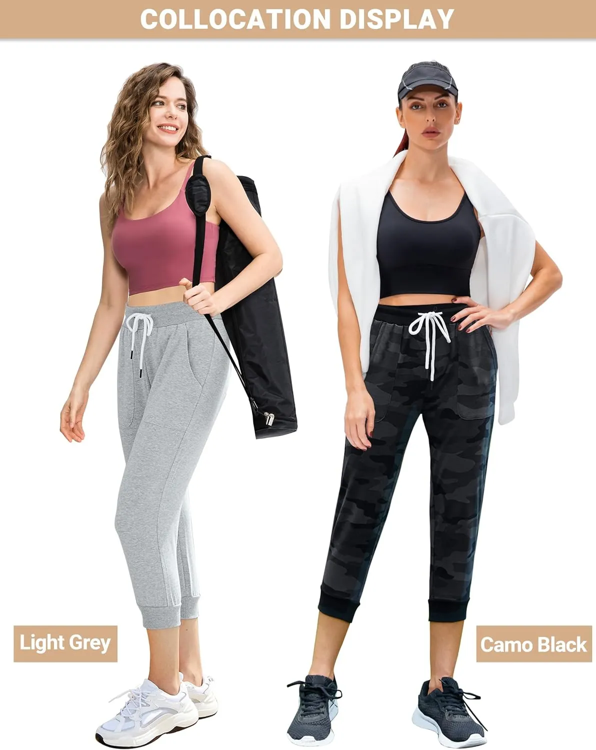 SPECIALMAGIC Women's Sweatpants Capri Pants Cropped Jogger Running Pants Lounge Loose Fit Drawstring Waist with Side Pockets