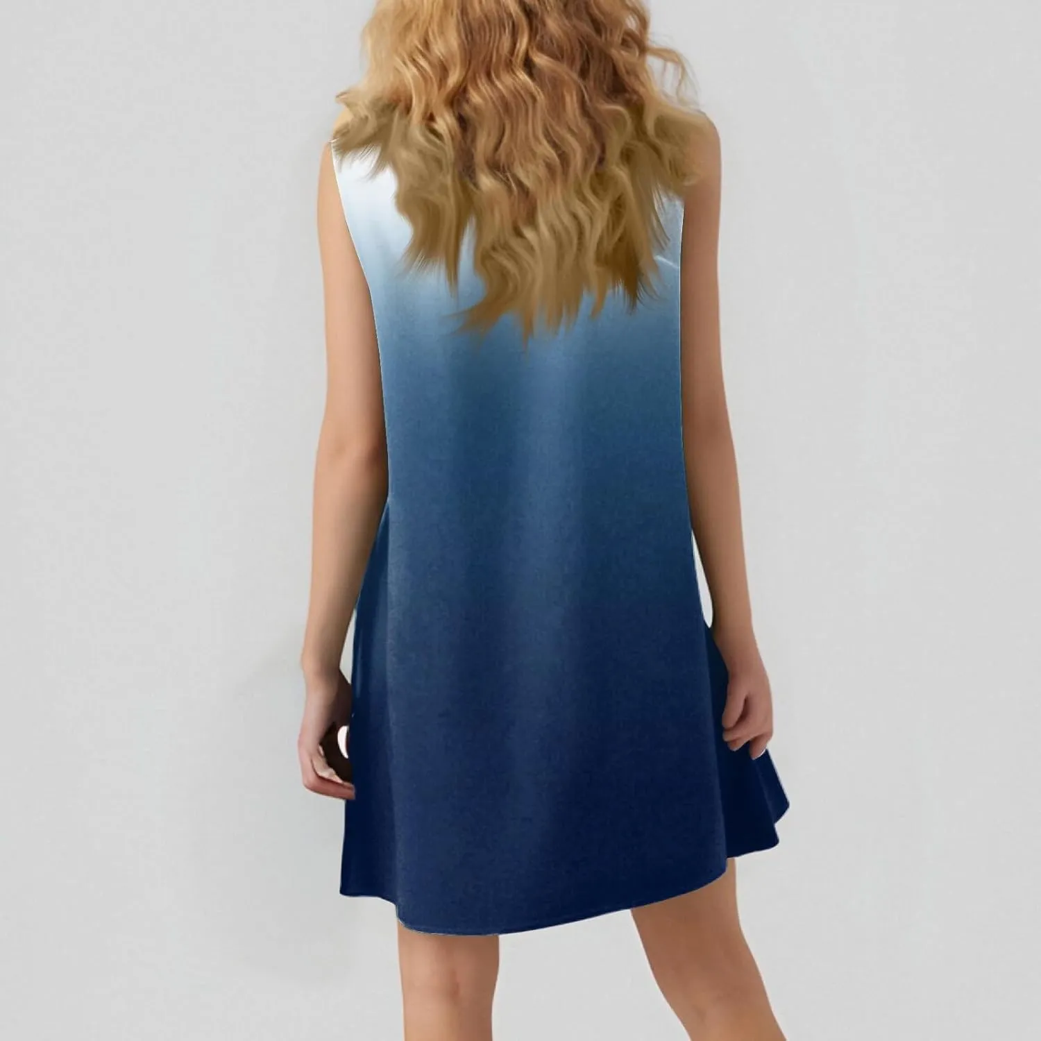 Summer Dresses for Women 2025 Beach Vacation Spring Clothes Sleeveless Round Neck Casual Sun Dress