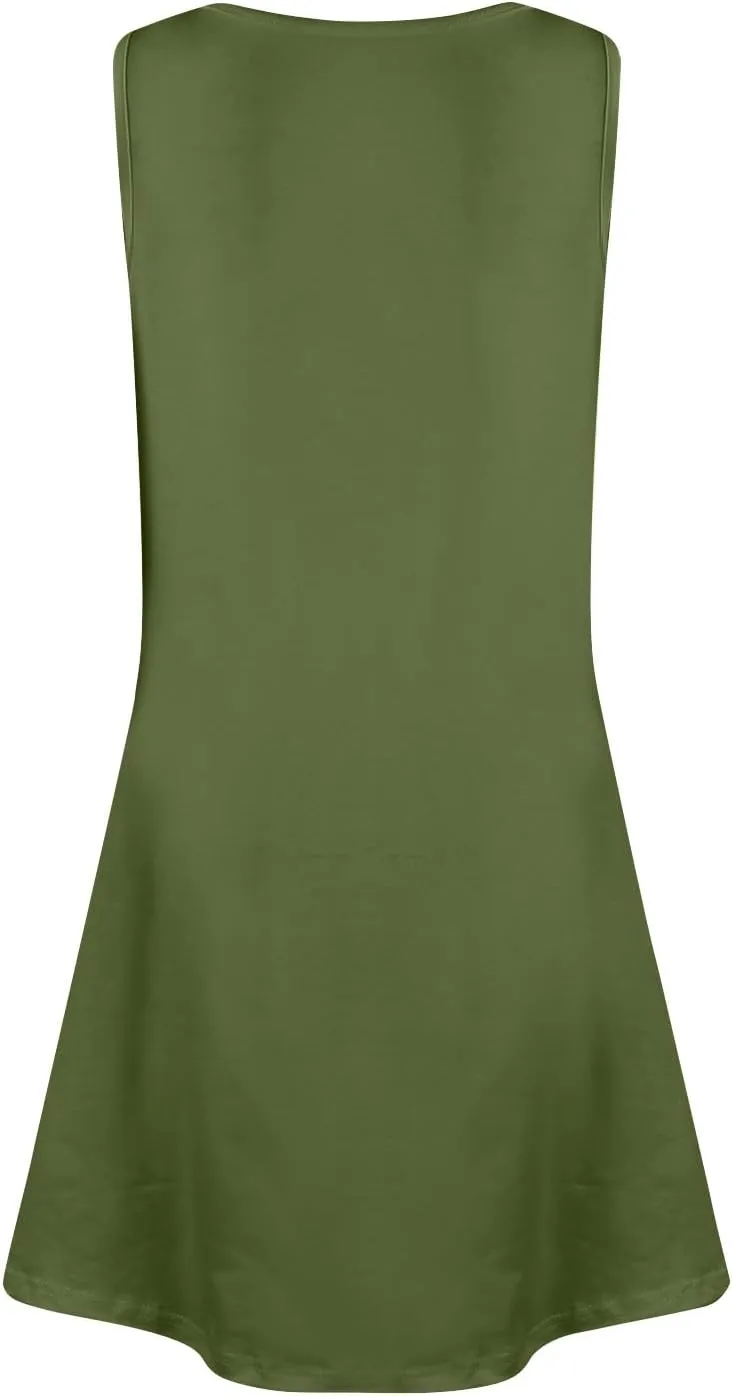 Summer Dresses for Women 2025 Casual Scoop Neck Sleeveless Sundresses Boho Tank Dress Beach Dresses with Pockets