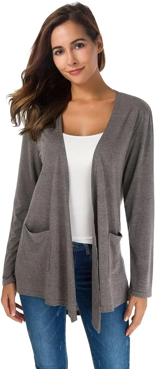 TownCat Cardigans for Women Loose Casual Long Sleeved Open Front Breathable Cardigans with Pockets
