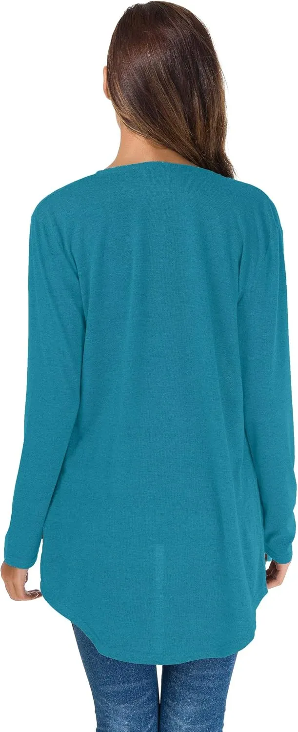 TownCat Cardigans for Women Loose Casual Long Sleeved Open Front Breathable Cardigans with Pockets