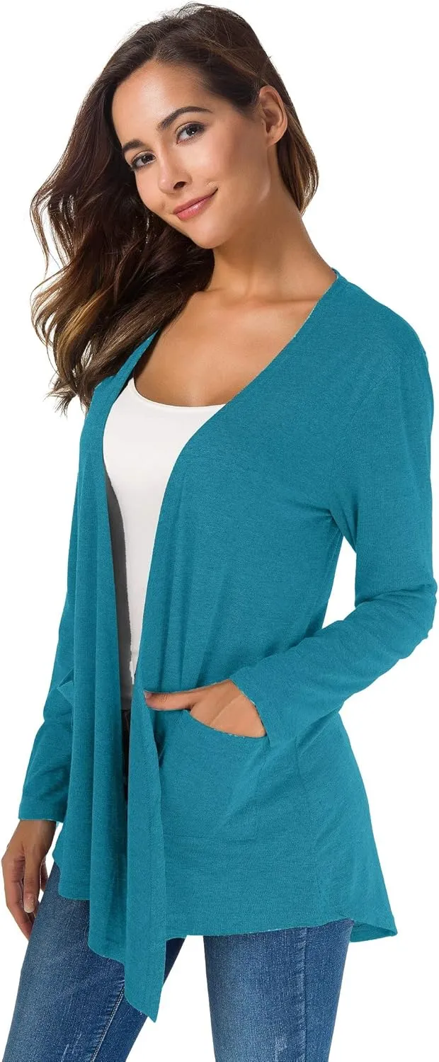TownCat Cardigans for Women Loose Casual Long Sleeved Open Front Breathable Cardigans with Pockets