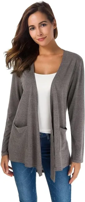 TownCat Cardigans for Women Loose Casual Long Sleeved Open Front Breathable Cardigans with Pockets