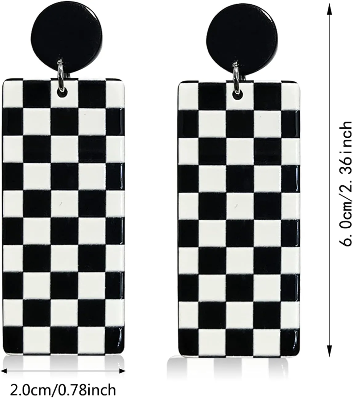 Unique Acrylic Black White Striped Checkered Dangle Drop Earrings Heart Flower Pattern Stud Earrings for Women Statement