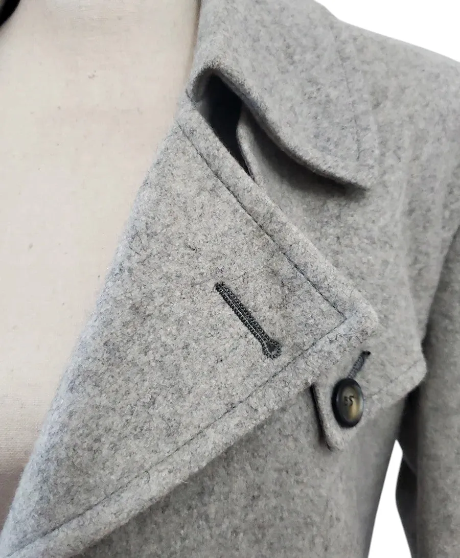 Vintage Double Breasted Wool Coat Belted - Size Medium