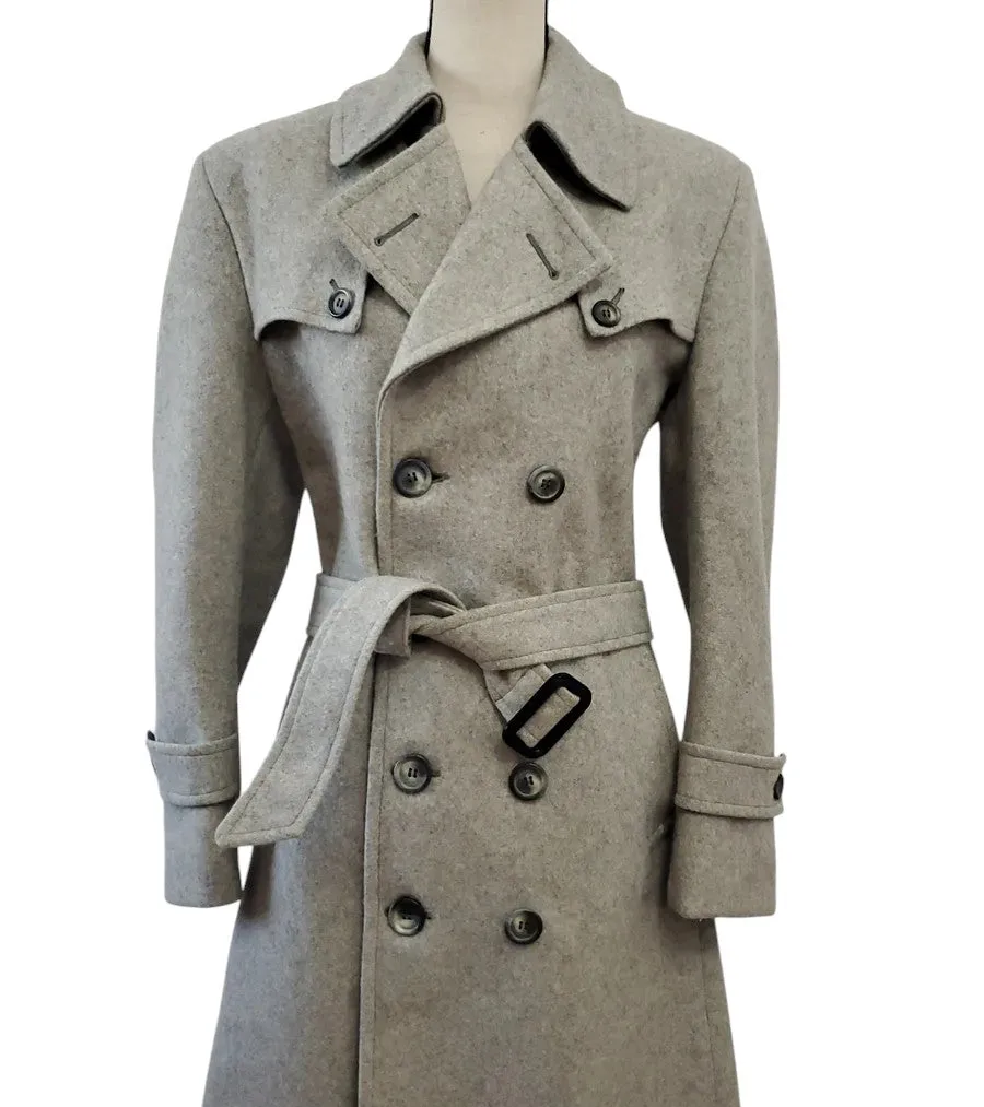 Vintage Double Breasted Wool Coat Belted - Size Medium