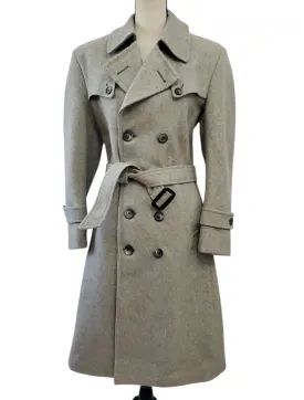Vintage Double Breasted Wool Coat Belted - Size Medium