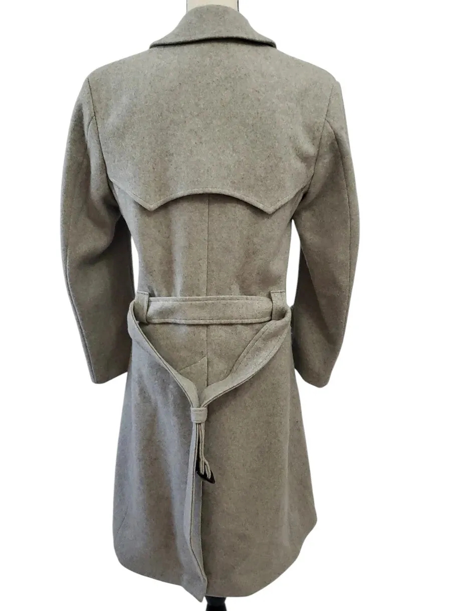 Vintage Double Breasted Wool Coat Belted - Size Medium