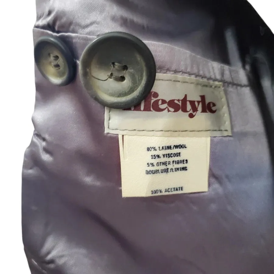 Vintage Double Breasted Wool Coat Belted - Size Medium