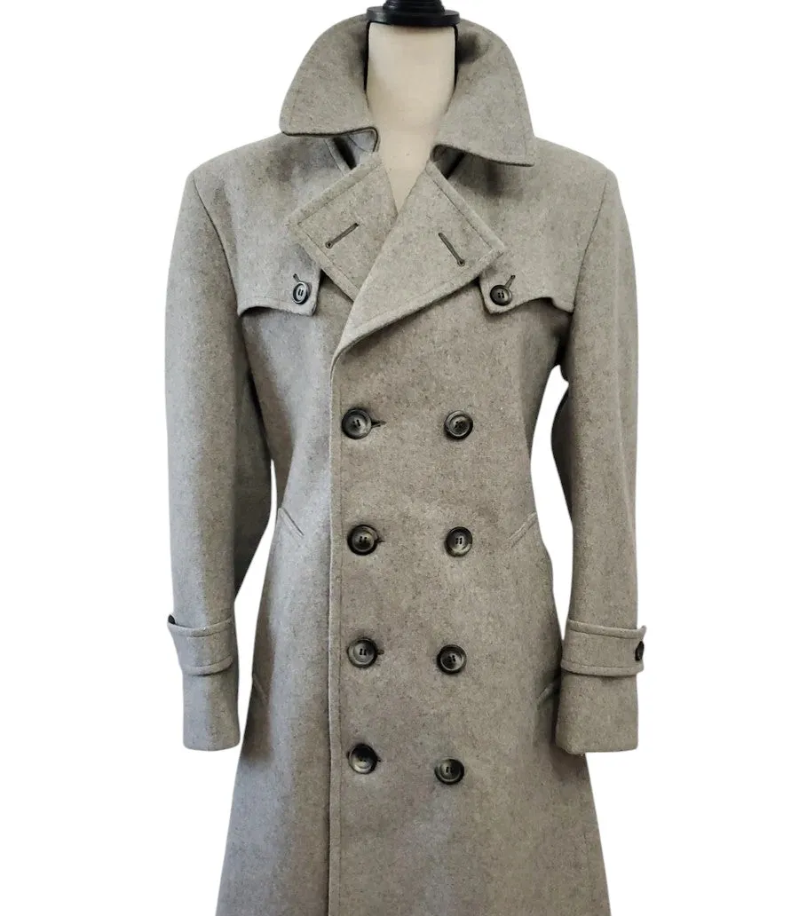 Vintage Double Breasted Wool Coat Belted - Size Medium