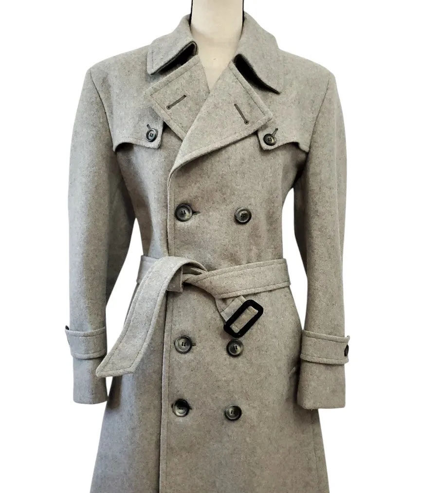 Vintage Double Breasted Wool Coat Belted - Size Medium