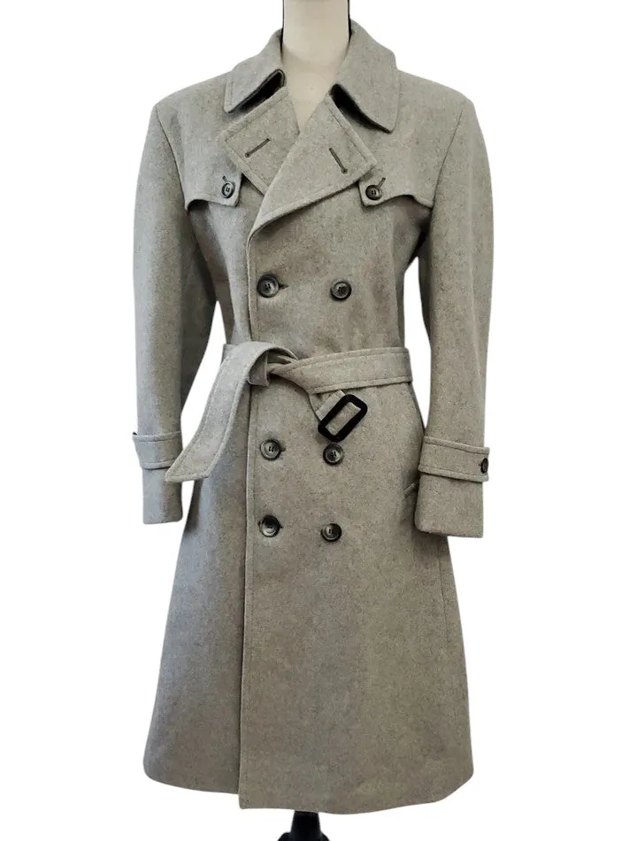 Vintage Double Breasted Wool Coat Belted - Size Medium
