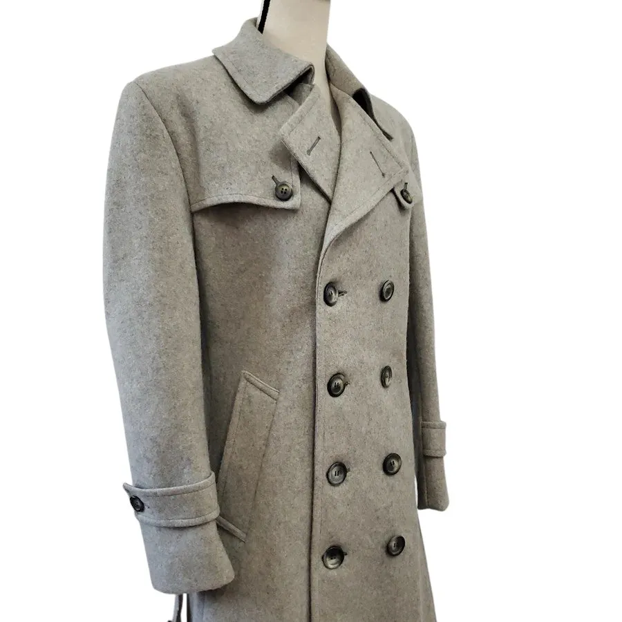 Vintage Double Breasted Wool Coat Belted - Size Medium