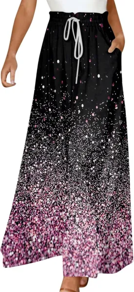 Wide Leg Pants Woman Summer 2025 Flowy High Waisted Trousers Baggy Drawstring Beach Pant with Pockets