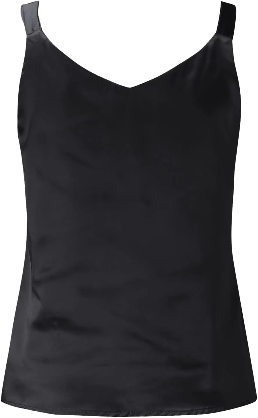 Womens Camisole Glossy Satin Sleeveless V Neck Lace Toggle Cut Sweatshirt Shorts And Top Women