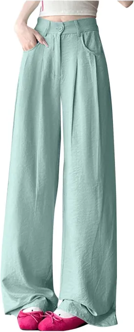 Womens Cargo Pants Baggy Wide Leg High Waist Solid Color Drape Trousers Lounge Trendy Summer 2025 Going Out Pant