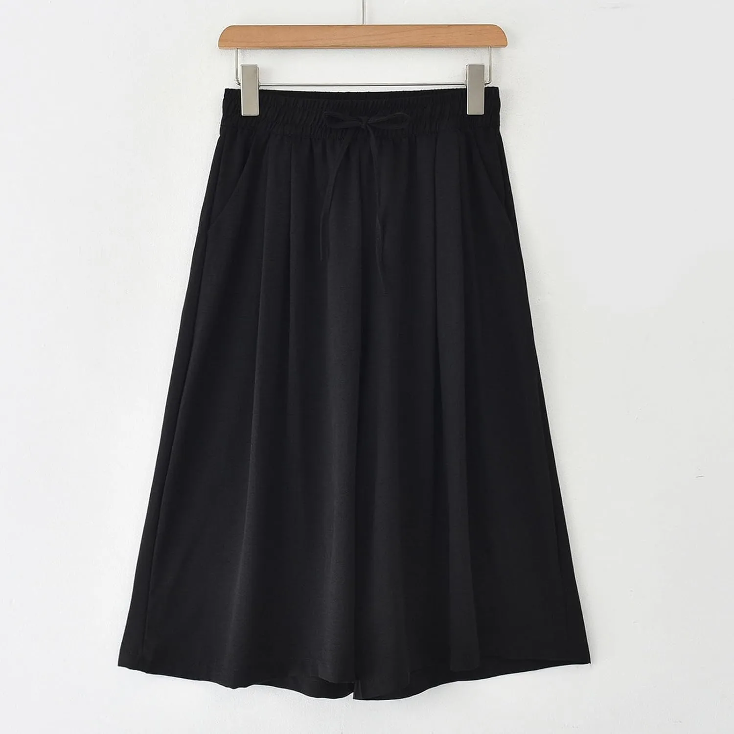 Women's Drawstring Waist Skirt Pants Soft Cotton Linen Wide Leg Trousers with Pockets Casual Loose Fit for Summer