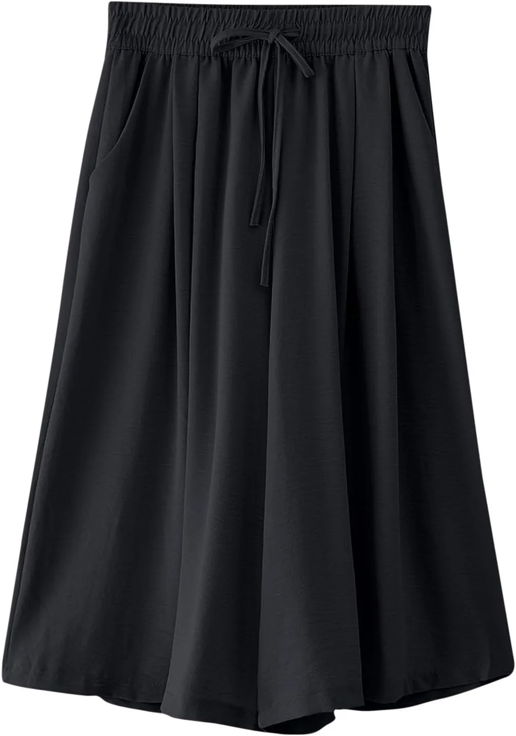 Women's Drawstring Waist Skirt Pants Soft Cotton Linen Wide Leg Trousers with Pockets Casual Loose Fit for Summer