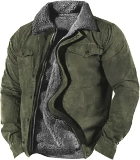 Ymosrh Men's Casual Jacket Sherpa Fleece Lined Jackets Long Sleeve Zip Up Winter Work Coats Hooded Jacket, M-4XL